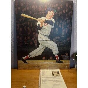 Vintage Authenticated 1985 Era Ted Williams Autographed Poster